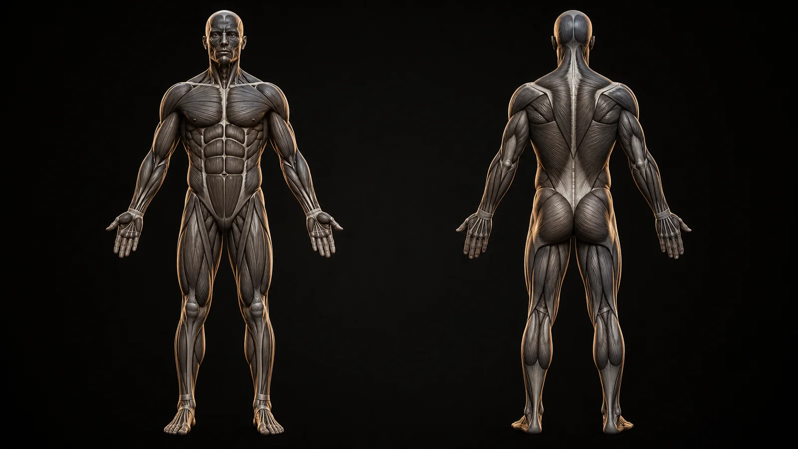 Front and back muscle map